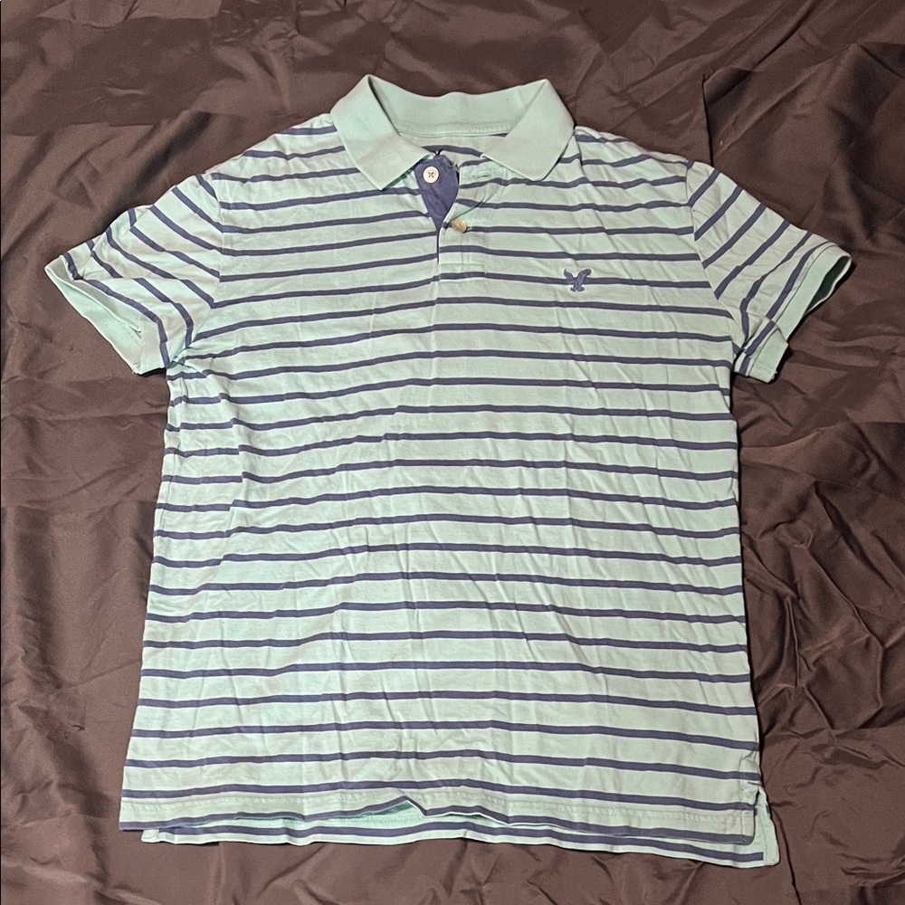 Boys/Men Striped Polo Shirt - Light Green and Blue